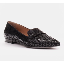 Marco Shoes Bailarinas de ante de piel de serpiente negro 1