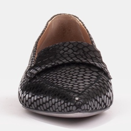 Marco Shoes Bailarinas de ante de piel de serpiente negro 2