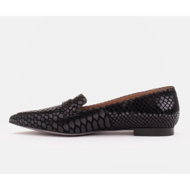 Marco Shoes Bailarinas de ante de piel de serpiente negro 3