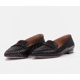 Marco Shoes Bailarinas de ante de piel de serpiente negro 5