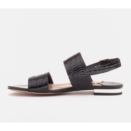 Marco Shoes Sandalias planas de piel auténtica con tacón metálico negro 3