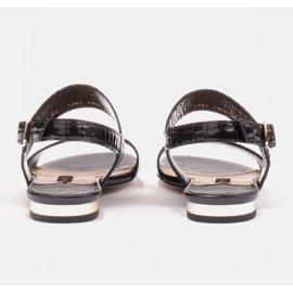 Marco Shoes Sandalias planas de piel auténtica con tacón metálico negro 4