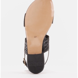 Marco Shoes Sandalias planas de piel auténtica con tacón metálico negro 7