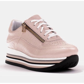 Marco Shoes Zapatillas de suela gruesa de cuero natural rosado 1