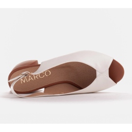 Marco Shoes Sandalias 1573P de piel blanca con tacón estable blanco 3