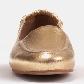 Marco Shoes Bailarinas de mujer con banda elástica en la parte superior dorado 6
