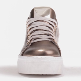 Marco Shoes Zapatillas de mujer de piel auténtica con suela gruesa dorado 4