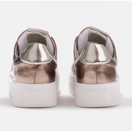 Marco Shoes Zapatillas de mujer de piel auténtica con suela gruesa dorado 7