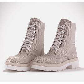 Marco Shoes Botas de tejido de algodón natural beige 5