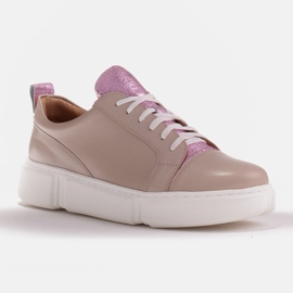 Marco Shoes Zapatillas beige con inserto rosa 1