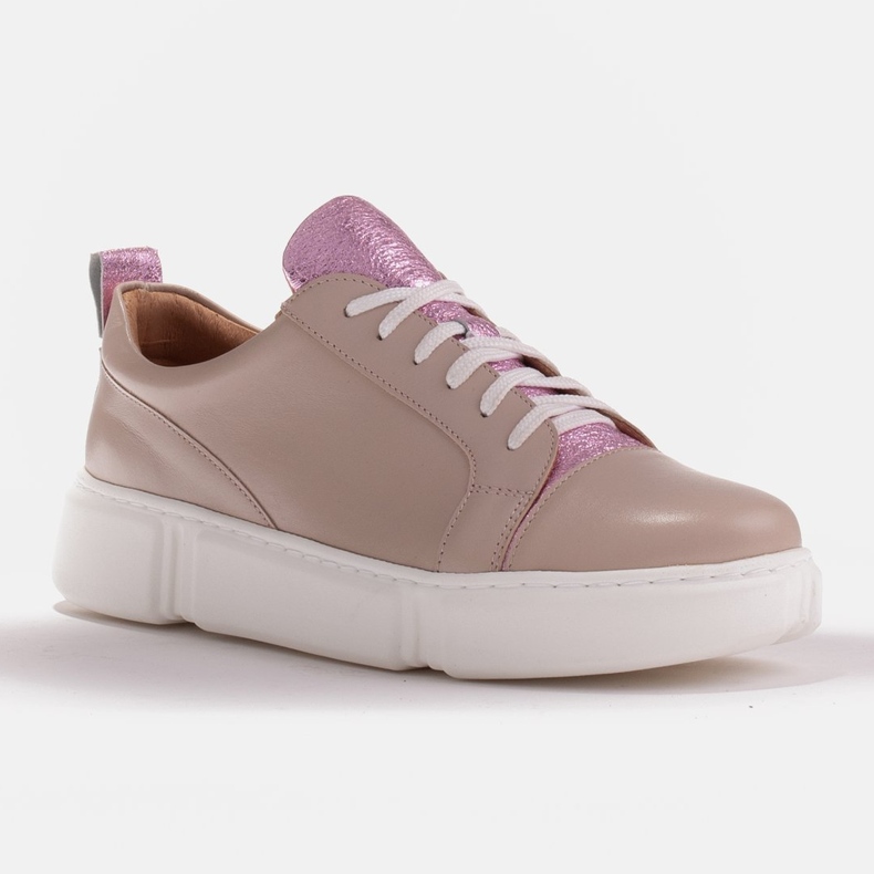 Marco Shoes Zapatillas beige con inserto rosa 1