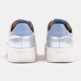 Marco Shoes Zapatillas de mujer de piel auténtica con suela gruesa azul 5