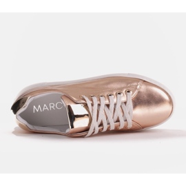 Marco Shoes Zapatillas de mujer de piel auténtica con suela gruesa dorado 6