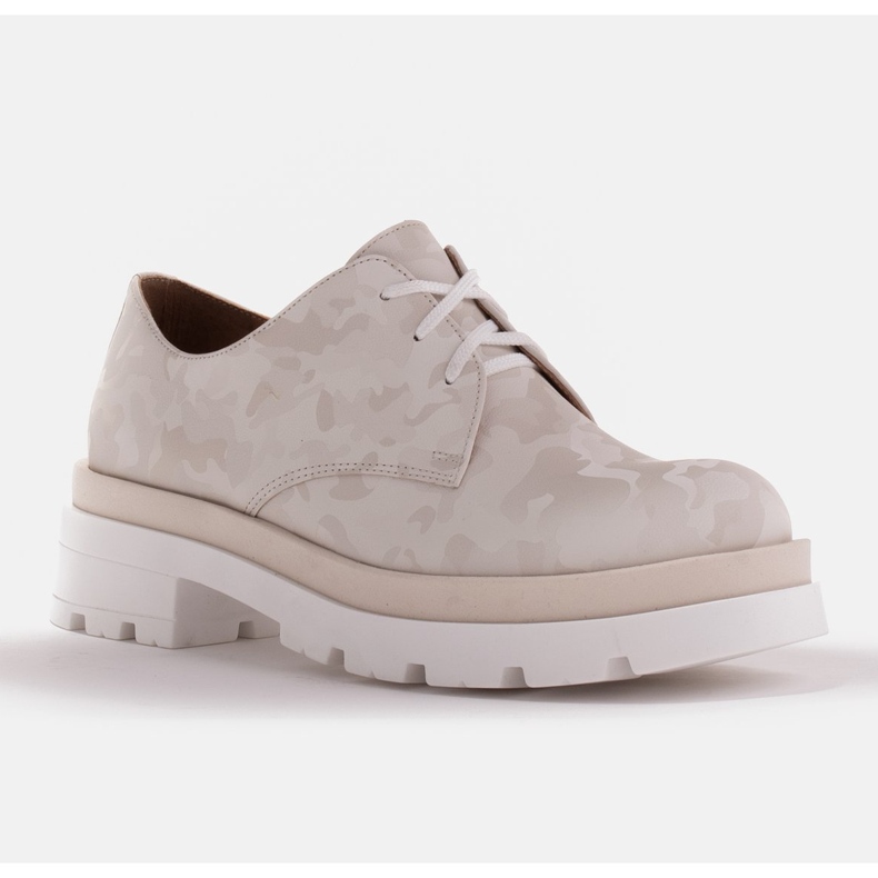 Marco Shoes Zapatos de piel camuflaje con suela gruesa beige 1