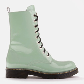 Marco Shoes Botines altos, botas atadas a suela translúcida verde 1