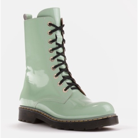 Marco Shoes Botines altos, botas atadas a suela translúcida verde 2