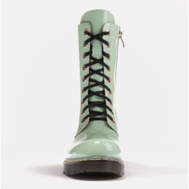 Marco Shoes Botines altos, botas atadas a suela translúcida verde 3