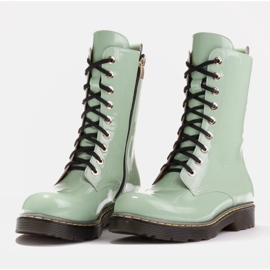 Marco Shoes Botines altos, botas atadas a suela translúcida verde 5