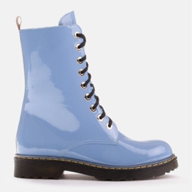 Marco Shoes Botines altos, botas atadas a suela translúcida azul 1
