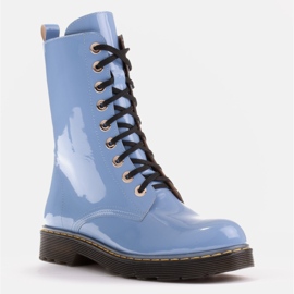 Marco Shoes Botines altos, botas atadas a suela translúcida azul 2