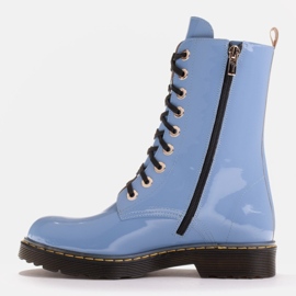 Marco Shoes Botines altos, botas atadas a suela translúcida azul 4