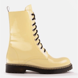 Marco Shoes Botines altos, botas atadas a suela translúcida amarillo 1