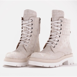 Marco Shoes Botas de camuflaje estilo militar beige 4