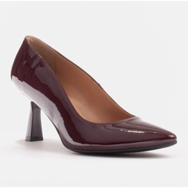 Marco Shoes Zapatos de salón elegantes hechos de laca burdeos rojo 1