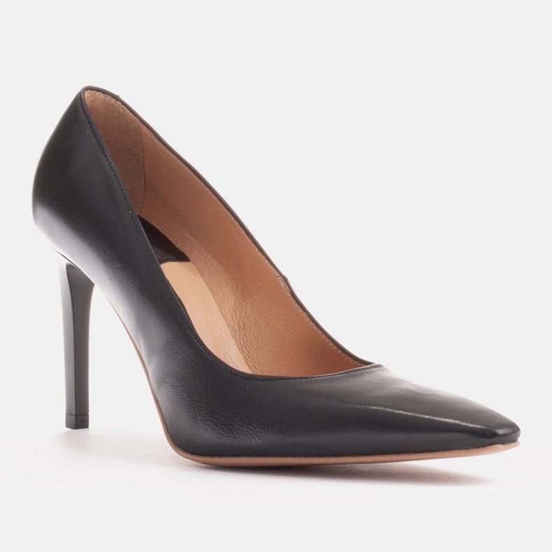 Marco Shoes Alfileres de cuero con frente extendido negro 1