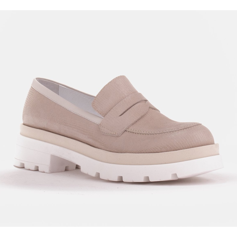 Marco Shoes Zapatos de ante con patrón en suela gruesa beige 1