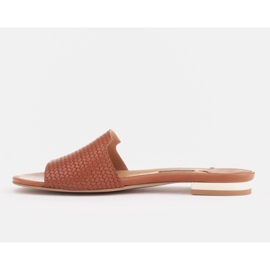 Marco Shoes Pantuflas de mujer elegantes de piel marrón 3