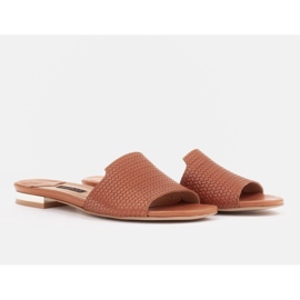 Marco Shoes Pantuflas de mujer elegantes de piel marrón 5