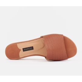 Marco Shoes Pantuflas de mujer elegantes de piel marrón 6