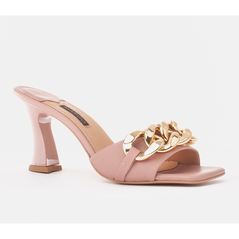 Marco Shoes Zapatillas de mujer de piel con cadena decorativa rosa 1