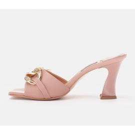 Marco Shoes Zapatillas de mujer de piel con cadena decorativa rosado 2