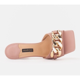 Marco Shoes Zapatillas de mujer de piel con cadena decorativa rosado 5