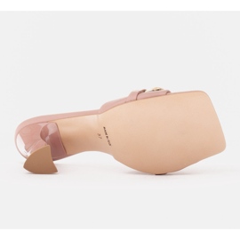 Marco Shoes Zapatillas de mujer de piel con cadena decorativa rosado 6