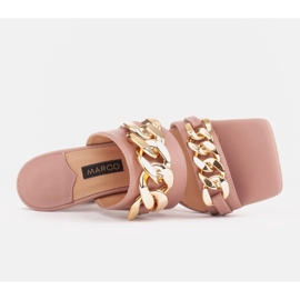 Marco Shoes Zapatillas de mujer de piel con cadena decorativa rosado 5