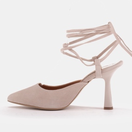 Marco Shoes Bombas atadas alrededor del tobillo beige 1