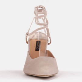Marco Shoes Bombas atadas alrededor del tobillo beige 3