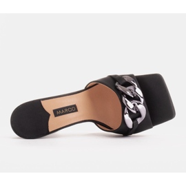 Marco Shoes Zapatillas de mujer de raso negro con cadena decorativa 5