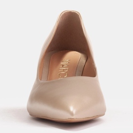 Marco Shoes Zapatos de salón de piel auténtica con detalle de tacón plateado beige 3