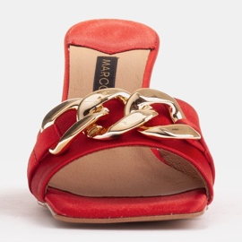 Marco Shoes Zapatillas de mujer en raso rojo con cadena decorativa 3