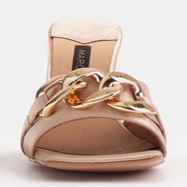 Marco Shoes Zapatillas de mujer en raso beige con cadena decorativa 3