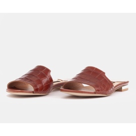 Marco Shoes Pantuflas de mujer elegantes de piel marrón 4