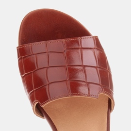 Marco Shoes Pantuflas de mujer elegantes de piel marrón 8