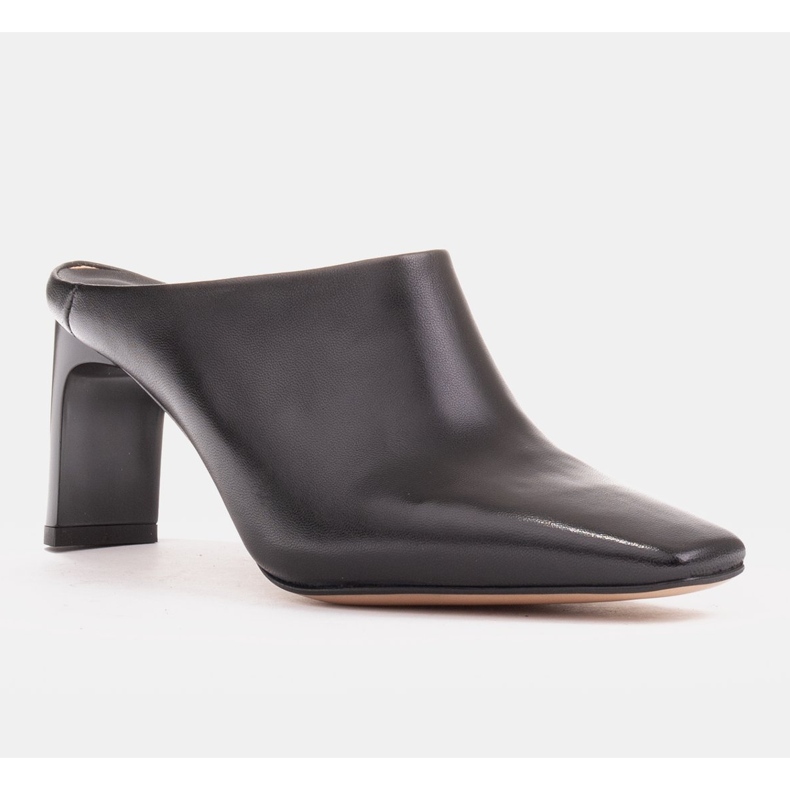 Marco Shoes Salón de verano de piel con espalda abierta negro 1