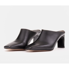 Marco Shoes Salón de verano de piel con espalda abierta negro 3