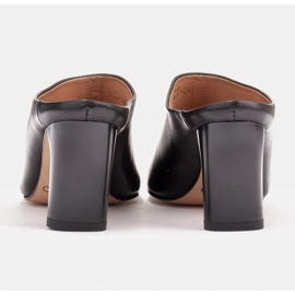 Marco Shoes Salón de verano de piel con espalda abierta negro 4