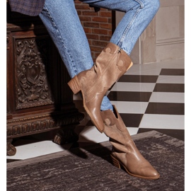Marco Shoes Bota cowboy Clara con pespuntes decorativos beige 8